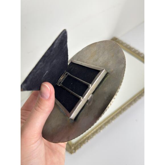 rare Vintage Asian silvered metal and agate stones set photograph frame - Picture 4 of 9